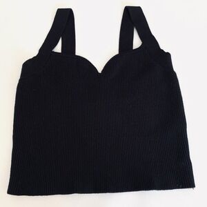 Abercrombie Fitch Crop Top Tank Ribbed Black Knit Sweetheart Women L Stretch